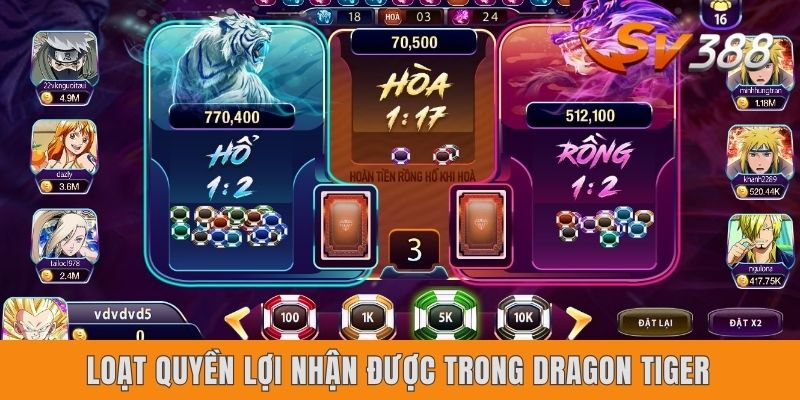 Loạt quyền lợi nhận được trong Dragon Tiger